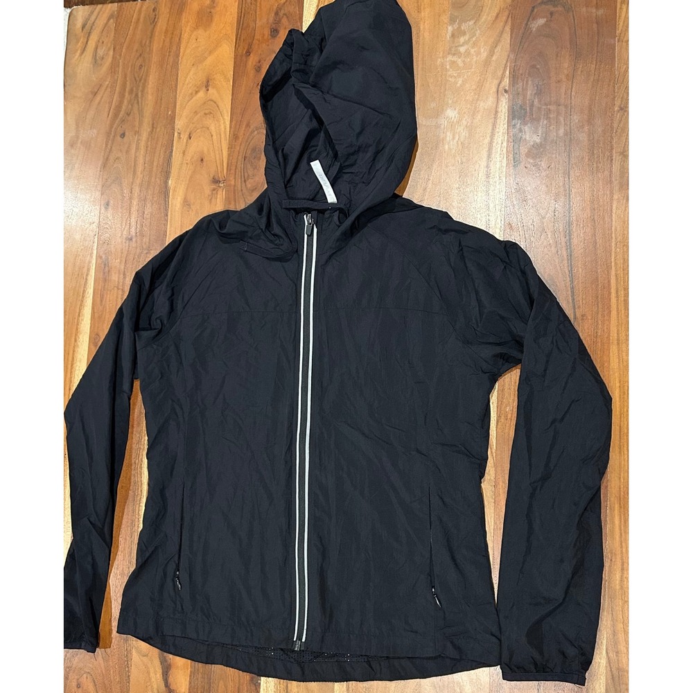 Fabletics Black Lightweight Hooded Windbreaker Jacket Mesh Vent JT1721129 Large